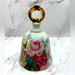 Danbury Mint hand painted endo bone China floral bell